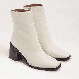 Sam Edelman Winnie Leather Ankle Boots Ivory Women's Shoe Size 7